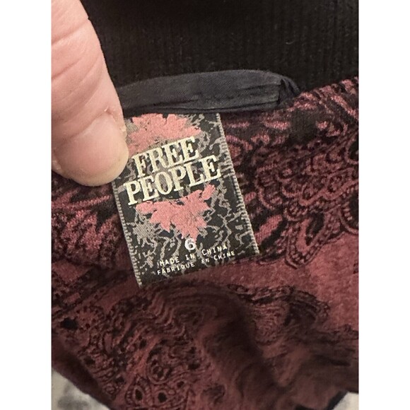 Free people Black Romance Military Ruffles Knit Jacket Sz 6 Victorian Steampunk - Picture 4 of 8